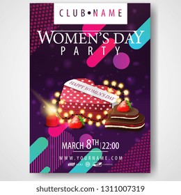 Poster of Women's day party with gift in the shape of a heart