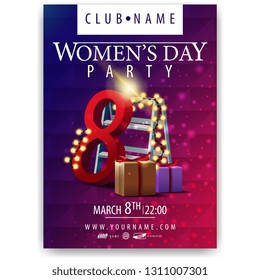 Poster of Women's day party with gifts and garland