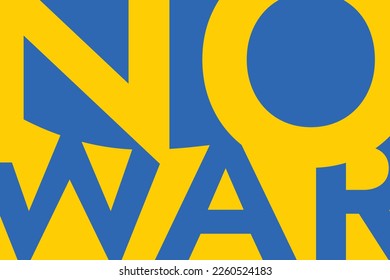 Poster mit den Worten "Kein Krieg der russischen Invasion" auf dem Hintergrund der gelb-blauen ukrainischen Flagge. Stehen Sie mit der Ukraine und retten Sie sie vor Russland.