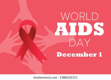 Poster for World AIDS Awareness Day with hands and red ribbon