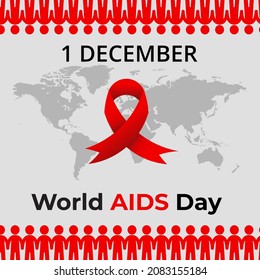 Afiche del Día Mundial del SIDA con el vector de la cinta roja en EPS 10. Perfecto para carteles, afiches, volantes para conmemorar el Día Mundial del Sida el 1 de diciembre