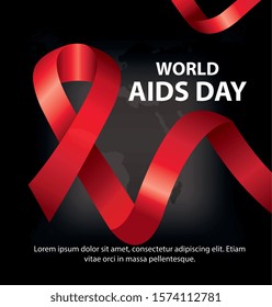 poster of world aids day with ribbon vector illustration design