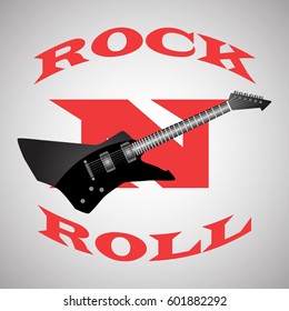 poster to the world day of rock n roll ,black guitar.