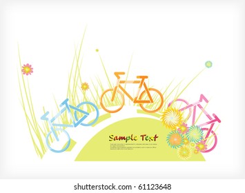 Poster. World Day without cars. Bicycle path
