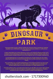 Poster World of dinosaurs with the image of a Raptor. The prehistoric world. Jurassic period