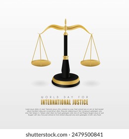 Poster for World International Justice Day, celebrated annually on July 17