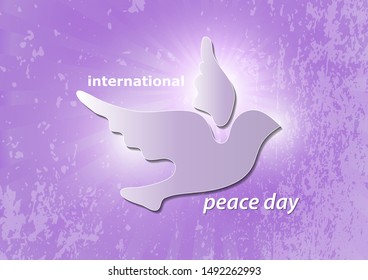 Poster for World Peace Day. The concept of a dove of peace. A symbol of freedom and peace without war. Vector illustration