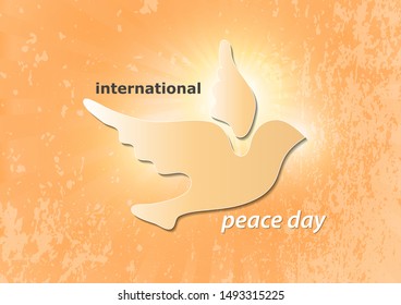 Poster for World Peace Day. The concept of a dove of peace. A symbol of freedom and peace without war. Vector illustration