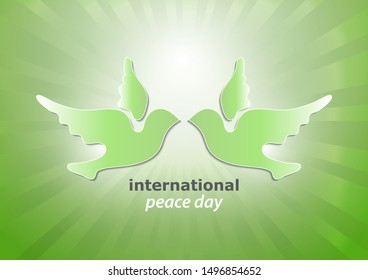 Poster for World Peace Day. The concept of a dove of peace. A symbol of freedom and peace without war. Vector illustration