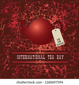Poster World Tea Day, teapot with a label December 15