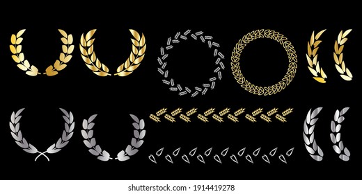 Poster with wreaths black background. Ribbon banner for decoration design. Winner award. Stock image. EPS 10.