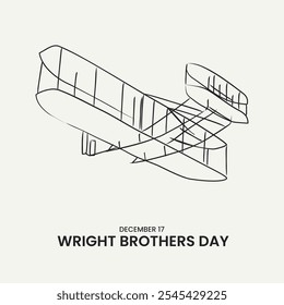 Poster of Wright Brothers Day with Line Art Illustration of Wright First Flyer