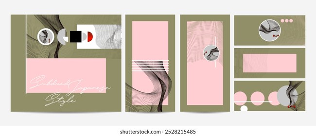 Poster Yang design Japanese style templates set invitations Digital Existentialism to lines abstract background Poetry in Vicinity Lab