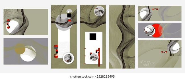 Poster Yang design Japanese style templates set invitations Digital Existentialism to lines abstract background Poetry in Vicinity Lab