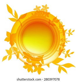Poster with a yellow circle for the signatures with leaves and twigs