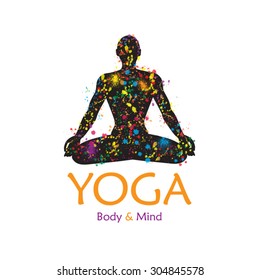  Poster for yoga studio or  meditation class.  Vector illustration. 