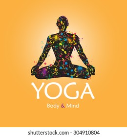 Poster for yoga studio or  meditation class.  Vector  illustration.