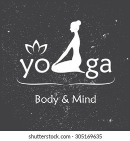 Poster for yoga studio or  meditation class.  Vector  illustration.