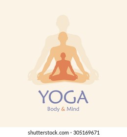 Poster for yoga studio or  meditation class.  Vector  illustration.
