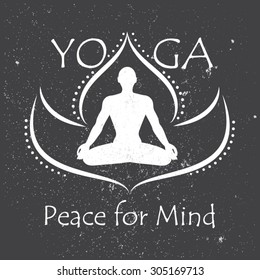 Poster for yoga studio or  meditation class.  Vector  illustration.