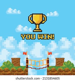 Poster You Win Pixelate Video Game