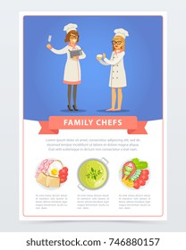Poster with young professional chef and assistant in uniform