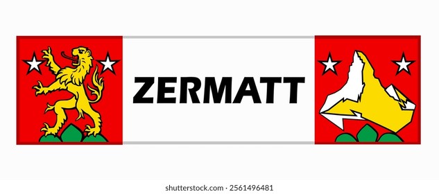 Poster Zermatt (Switzerland). Vector art illustration