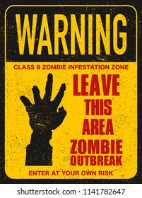 Poster Zombie Outbreak. Sign board with hand. Vector illustration. Eps8