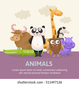 Poster with zoo animals vector