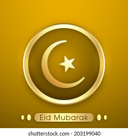 poster,banner or flyer of Eid Mubarak with intricate moon design.
