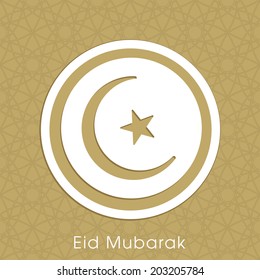 poster,banner or flyer of Eid Mubarak with intricate moon design.