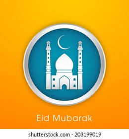 poster,banner or flyer of Eid Mubarak with mosque. 