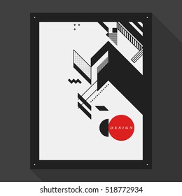 Poster/cover design template with abstract geometric elements. Style of modern graffiti.
