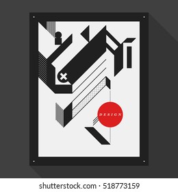 Poster/cover design template with abstract geometric elements. Style of modern graffiti.