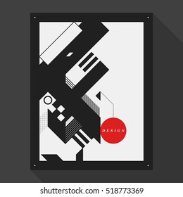 Poster/cover design template with abstract geometric elements. Style of modern graffiti.