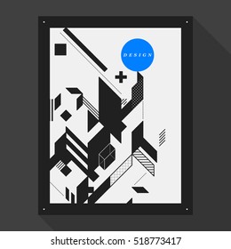 Poster/cover design template with abstract geometric elements. Style of modern graffiti.