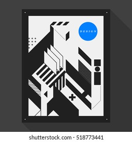 Poster/cover design template with abstract geometric elements. Style of modern graffiti.