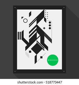 Poster/cover design template with abstract geometric elements. Style of modern graffiti.
