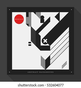 Poster/cover design template with abstract geometric elements on square format. Style of modern graffiti and futurism.