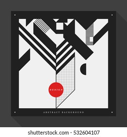Poster/cover design template with abstract geometric elements on square format. Style of modern graffiti and futurism.