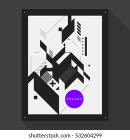 Poster/cover design template with abstract geometric elements. Style of modern graffiti.
