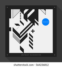 Poster/cover design template with abstract geometric elements on square format. Style of modern graffiti and futurism.