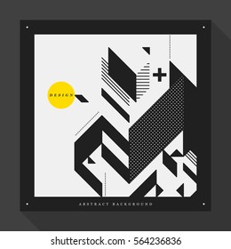 Poster/cover design template with abstract geometric elements on square format. Style of modern graffiti and futurism.