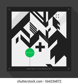 Poster/cover design template with abstract geometric elements on square format. Style of modern graffiti and futurism.