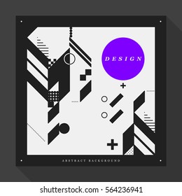 Poster/cover design template with abstract geometric elements on square format. Style of modern graffiti and futurism.