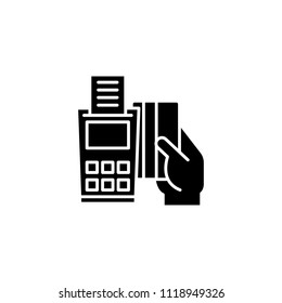 Pos-terminal black icon concept. Pos-terminal flat  vector symbol, sign, illustration.
