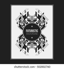 Poster/print design template with symmetric abstract element on white background. Useful for book and magazine covers.