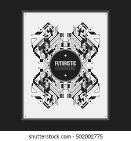 Poster/print design template with symmetric abstract element on white background. Useful for book and magazine covers.