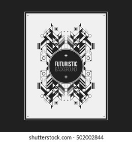 Poster/print design template with symmetric abstract element on white background. Useful for book and magazine covers.