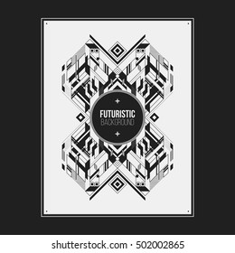 Poster/print design template with symmetric abstract element on white background. Useful for book and magazine covers.